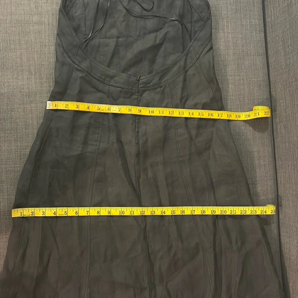 ZARA 100% Linen Halter Midi Dress Grey Medium Bloggers Favorite Coastal Beach